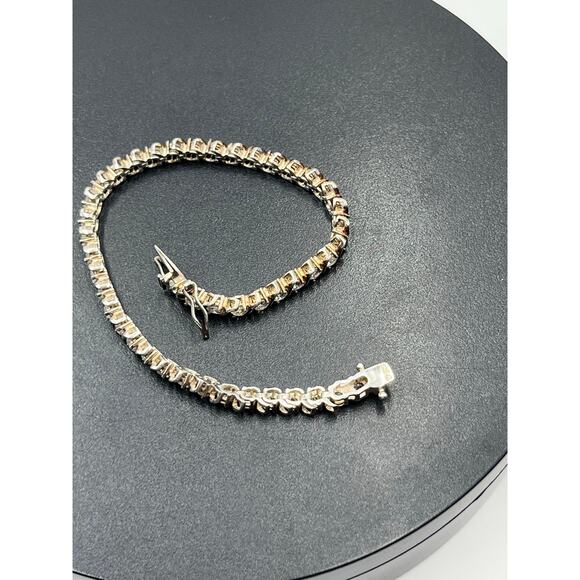 ROSS SIMON 925 Sterling SilverVintage Topaz Swirl CZ Tennis Bracelet Sz 7 - Picture 3 of 13